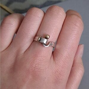 Tiffany & Co. 💯% Auth Hook & Eye Love Knot 925 Silver & 18KGold Ring✨w/Box✨EUC✨